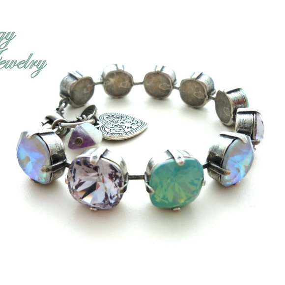 MISTY BAY 12mm Austrian Crystal Cushion Cut Bracelet, Assorted Finishes - Picture 4 of 8